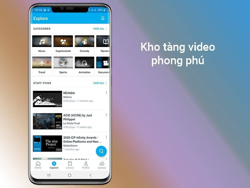 Vimeo có kho tàng video phong phú