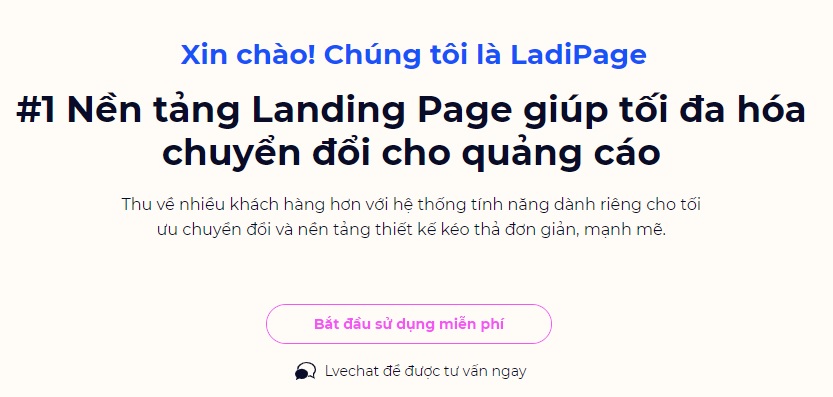 Tạo Landing Page miễn phí với Ladipage