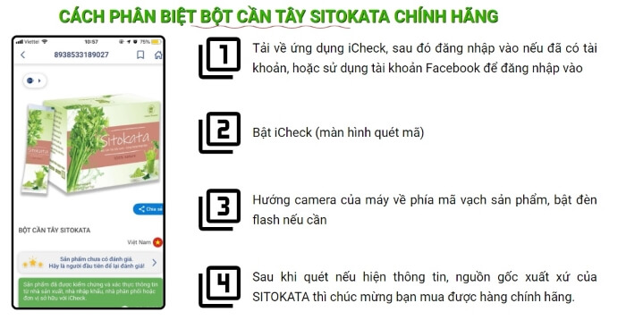 Nhận biết bột giảm cân Sitokata chính hãng